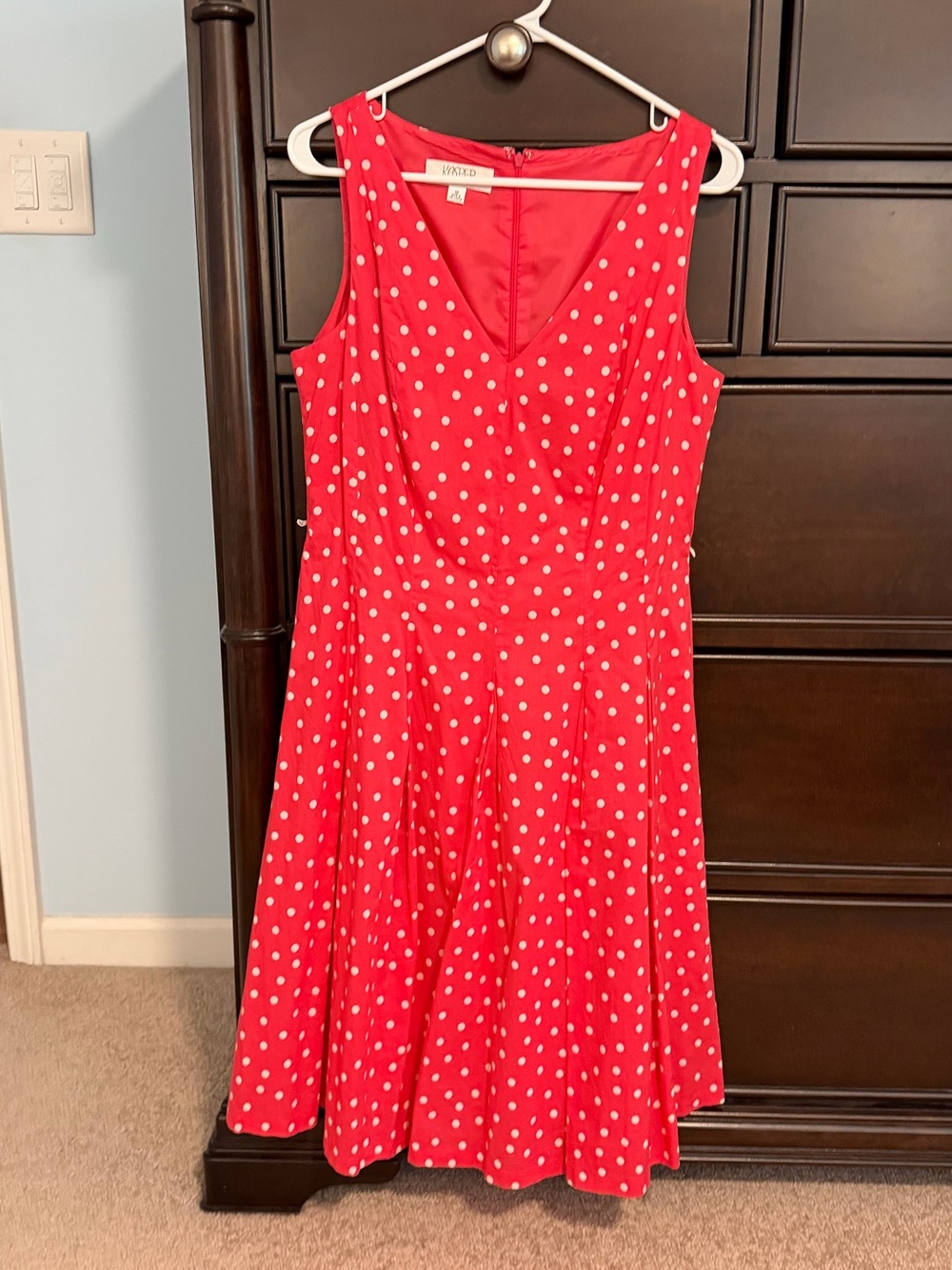 Kasper orange cream polka dot dress size 10